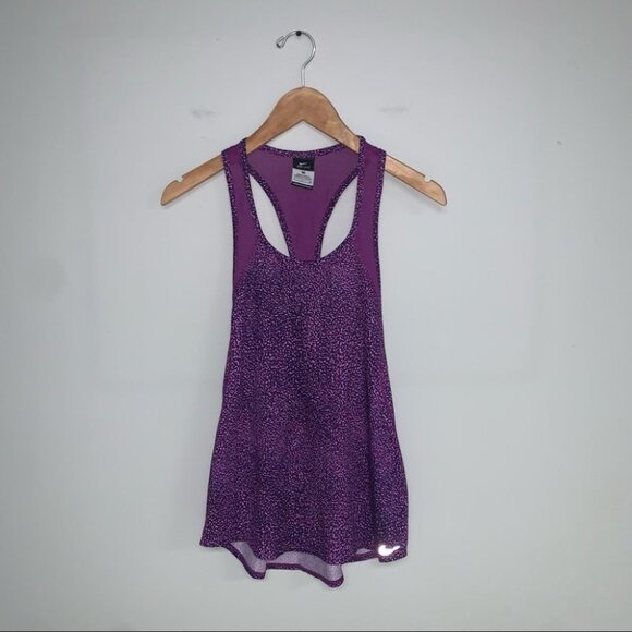 Nike Tank Top Size Small Purple Patterned Dri-fit Printed Crew Running Singlet - Picture 2 of 8